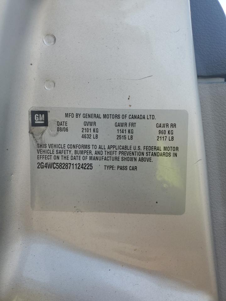 2007 Buick Lacrosse Cx VIN: 2G4WC582871124225 Lot: 84885575