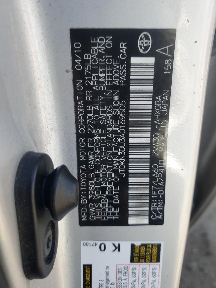 2010 Toyota Prius VIN: JTDKN3DU3A0169505 Lot: 85181535