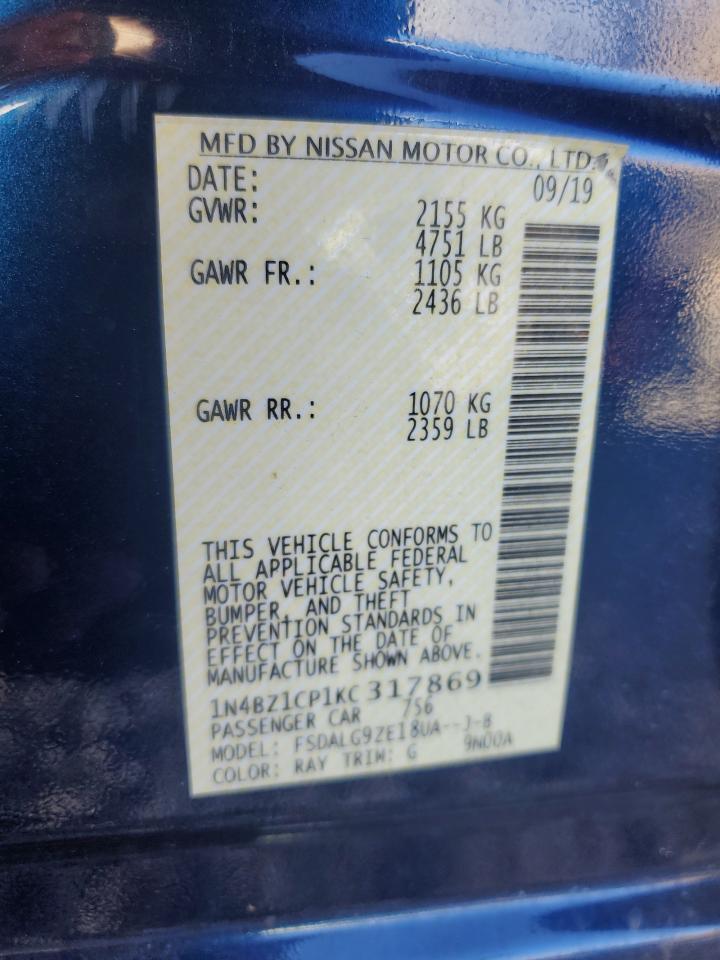 2019 Nissan Leaf S Plus VIN: 1N4BZ1CP1KC317869 Lot: 90692275