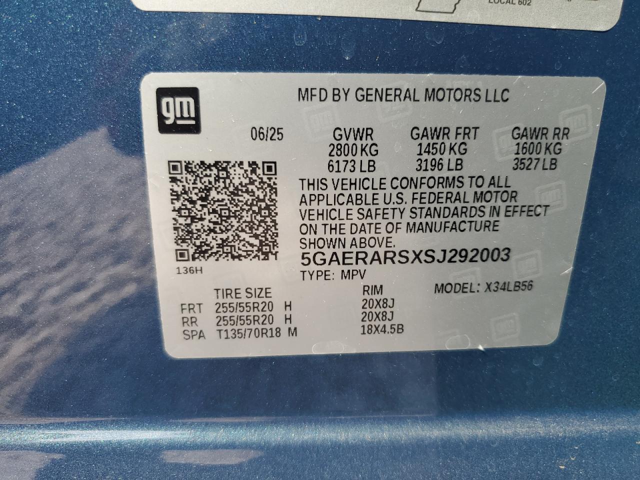 2025 Buick Enclave Preferred VIN: 5GAERARSXSJ292003 Lot: 89503135