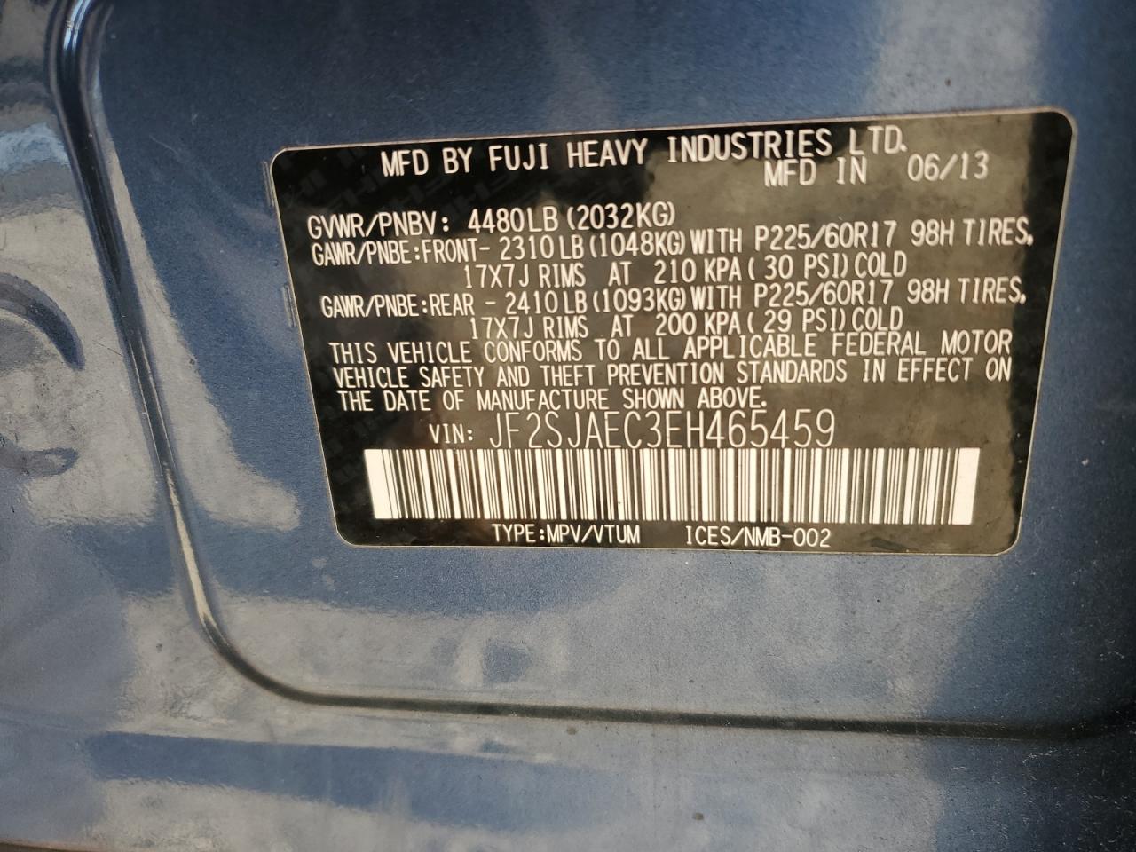 2014 Subaru Forester 2.5I Premium VIN: JF2SJAEC3EH465459 Lot: 90111315