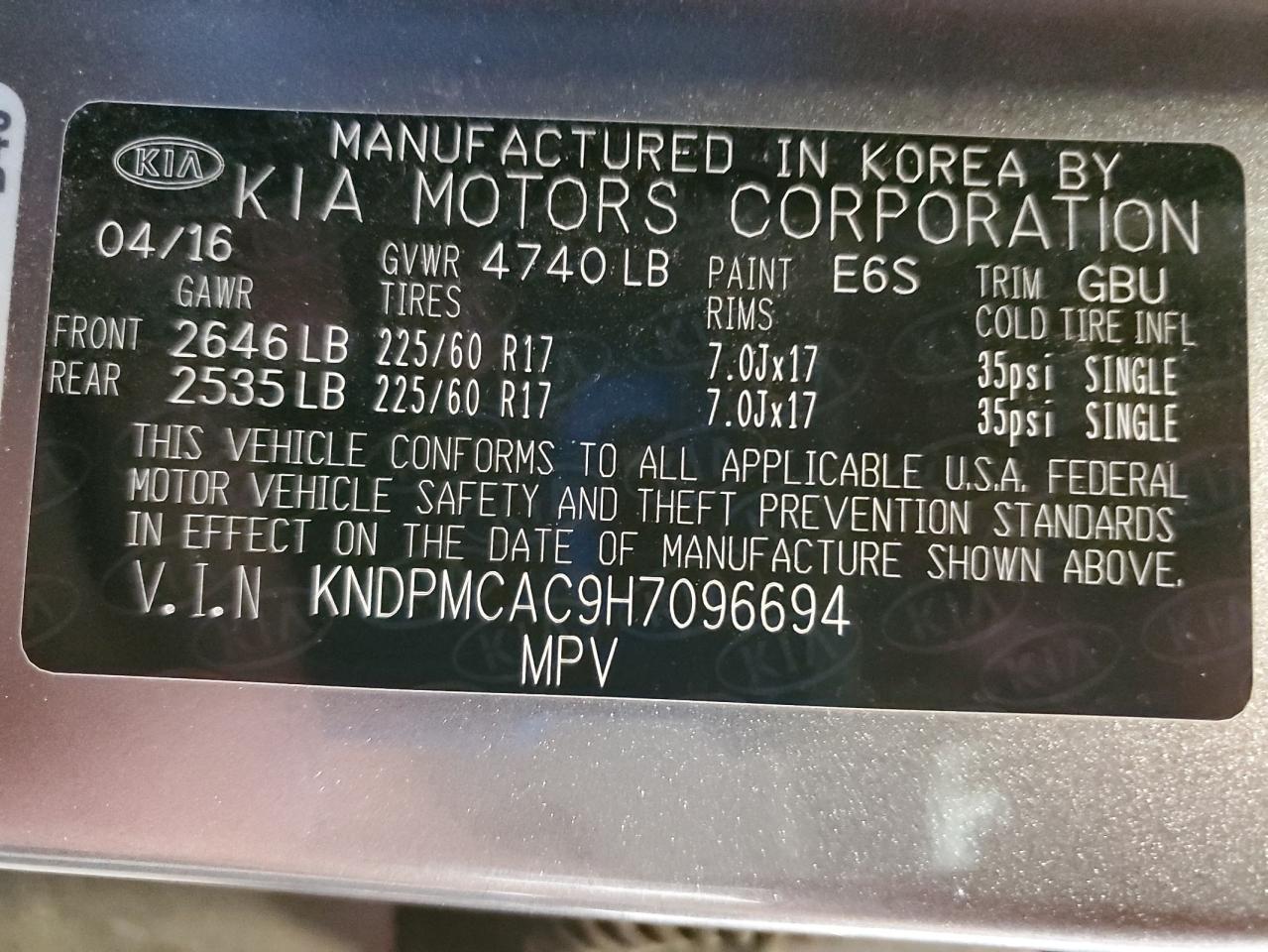 2017 Kia Sportage Lx VIN: KNDPMCAC9H7096694 Lot: 85271085