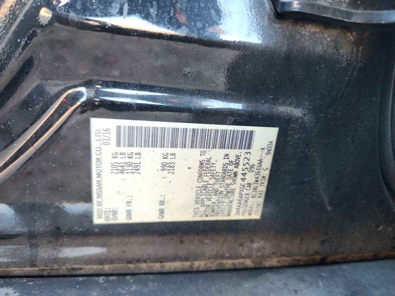 2016 Nissan Maxima 3.5S VIN: 1N4AA6APXGC445523 Lot: 87386645