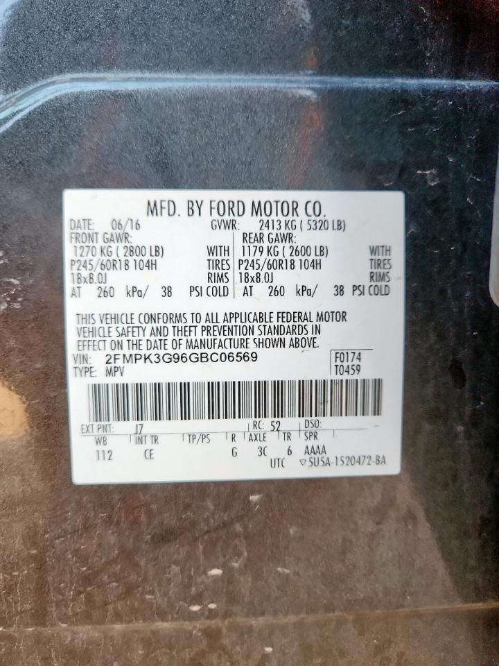 2016 Ford Edge Se VIN: 2FMPK3G96GBC06569 Lot: 90444825