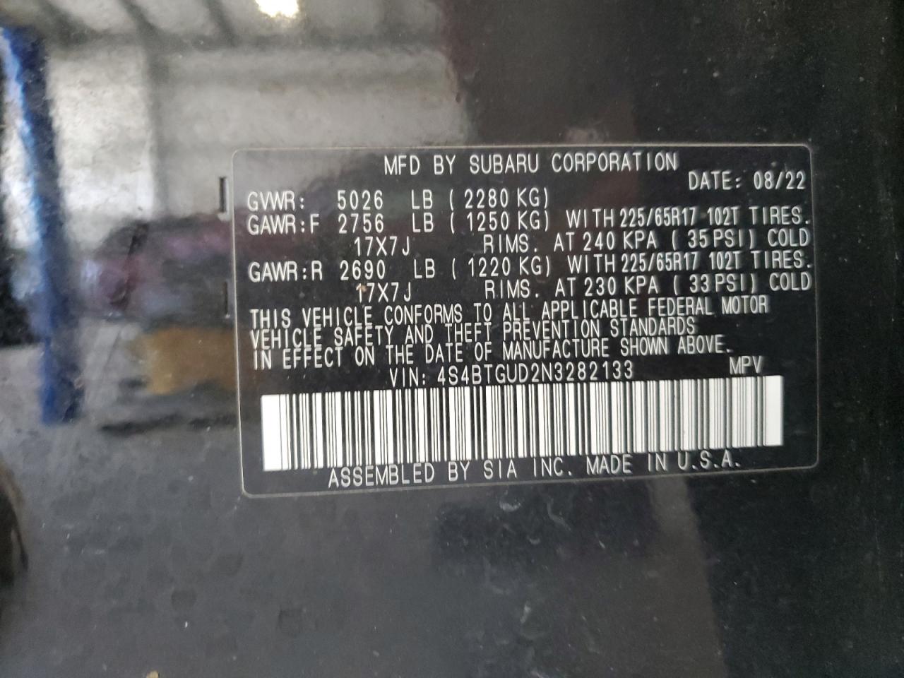 2022 Subaru Outback Wilderness VIN: 4S4BTGUD2N3282133 Lot: 82415005