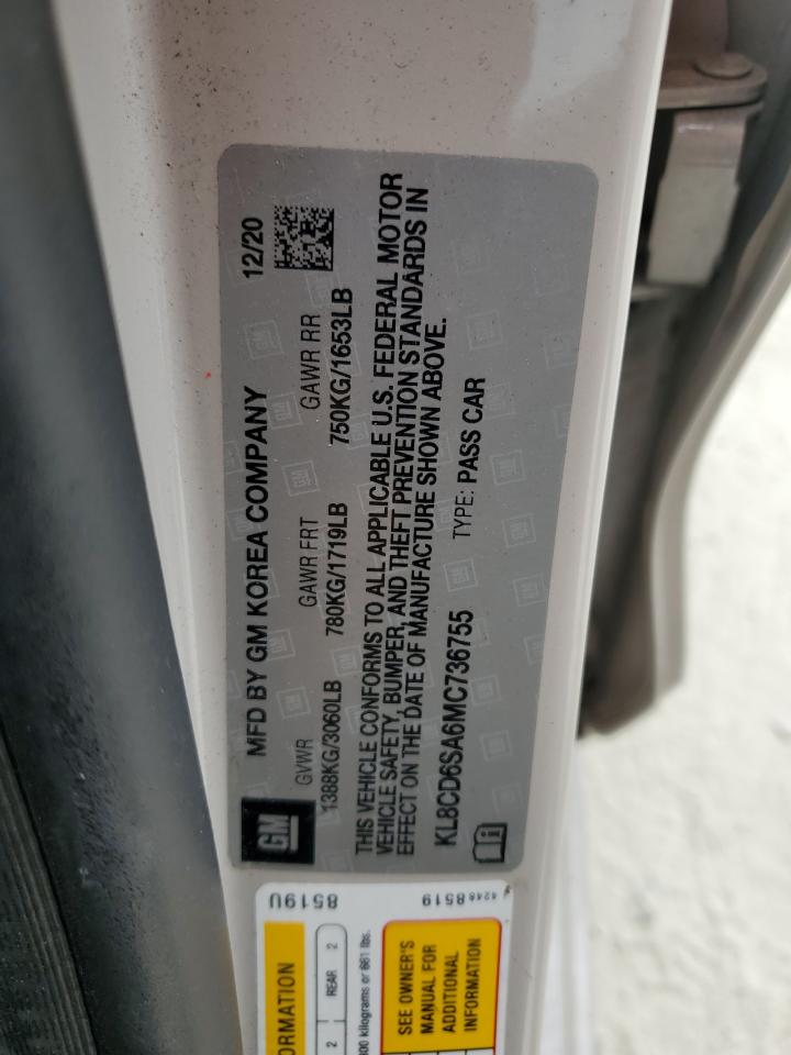 2021 Chevrolet Spark 1Lt VIN: KL8CD6SA6MC736755 Lot: 84723535