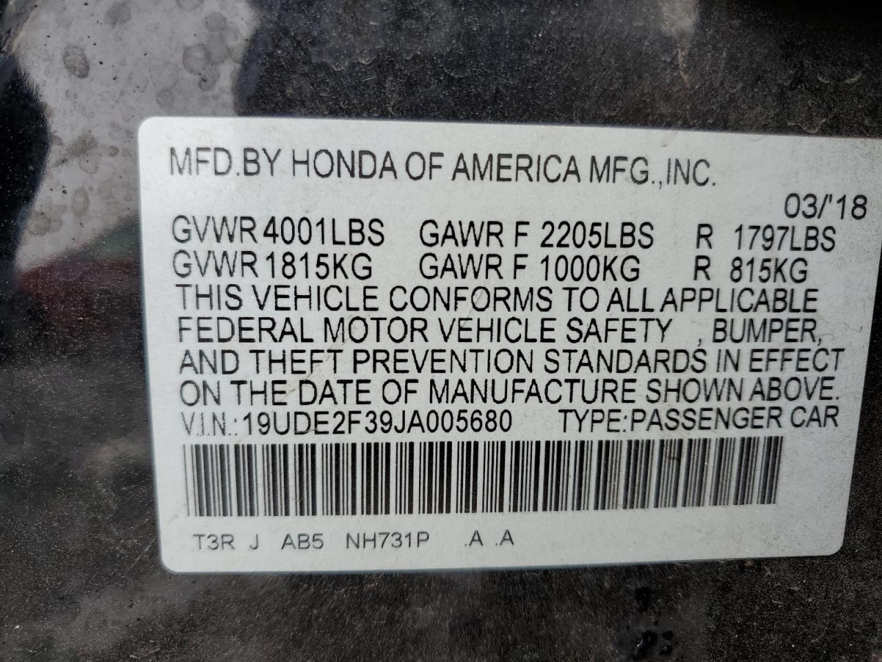 2018 Acura Ilx Base Watch Plus VIN: 19UDE2F39JA005680 Lot: 89544855