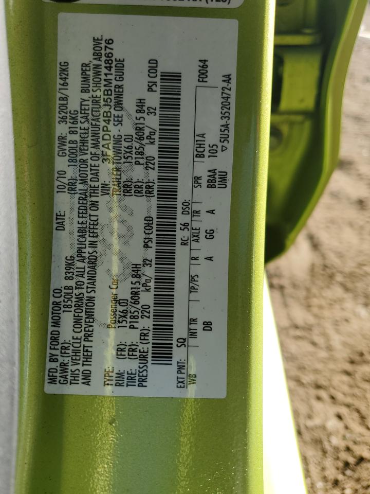 2011 Ford Fiesta Se VIN: 3FADP4BJ5BM148676 Lot: 90040885