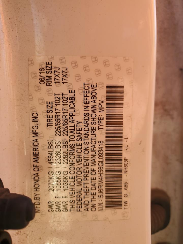 2016 Honda Cr-V Ex VIN: 5J6RM4H56GL093418 Lot: 85754105