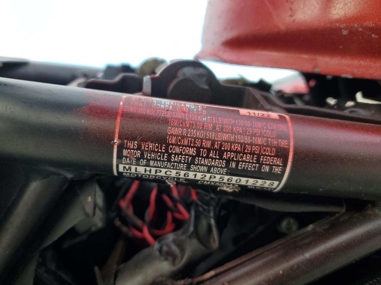 2023 Honda Cmx500 VIN: MLHPC5612P5601228 Lot: 81949955