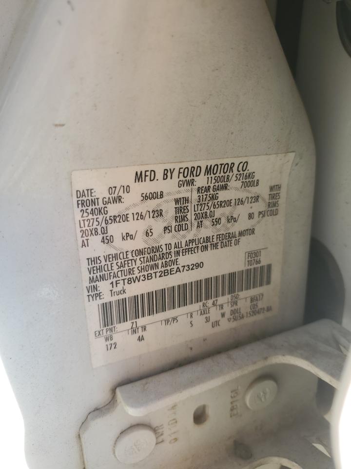 2011 Ford F350 Super Duty VIN: 1FT8W3BT2BEA73290 Lot: 89533285