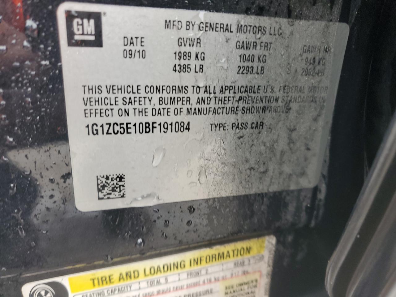 2011 Chevrolet Malibu 1Lt VIN: 1G1ZC5E10BF191084 Lot: 86151675