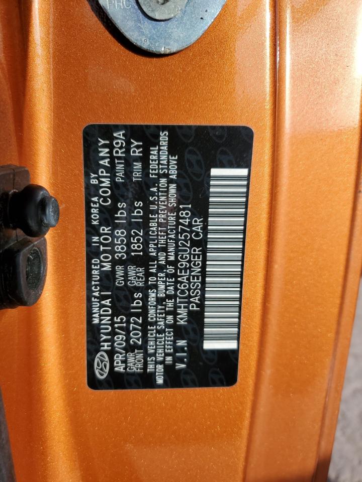 2016 Hyundai Veloster Turbo VIN: KMHTC6AE9GU257481 Lot: 86423925