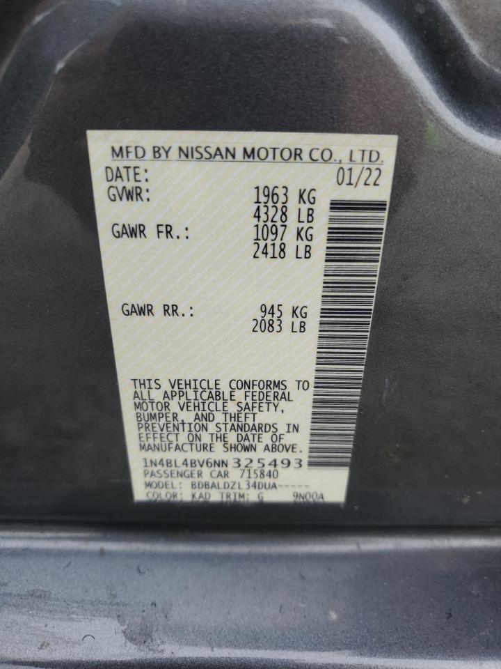 2022 Nissan Altima S VIN: 1N4BL4BV6NN325493 Lot: 82425075