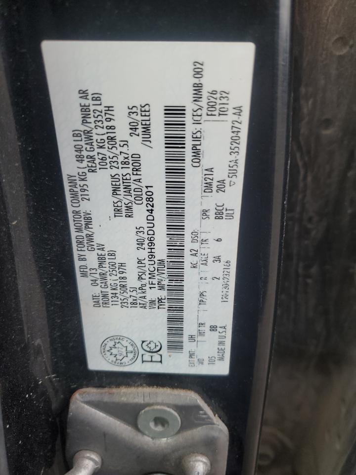 2013 Ford Escape Sel VIN: 1FMCU9H96DUD42801 Lot: 86060475