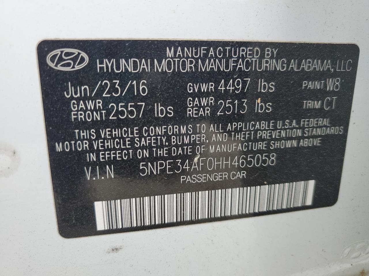 2017 Hyundai Sonata Sport VIN: 5NPE34AF0HH465058 Lot: 85323415