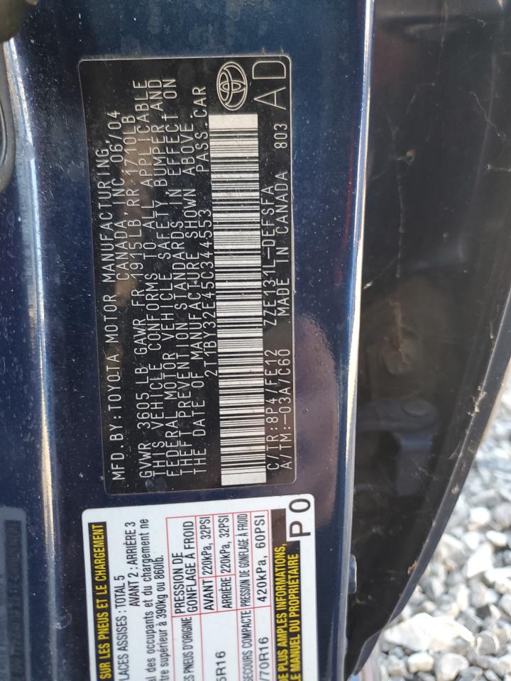 2005 Toyota Corolla Xrs VIN: 2T1BY32E45C344553 Lot: 86743235