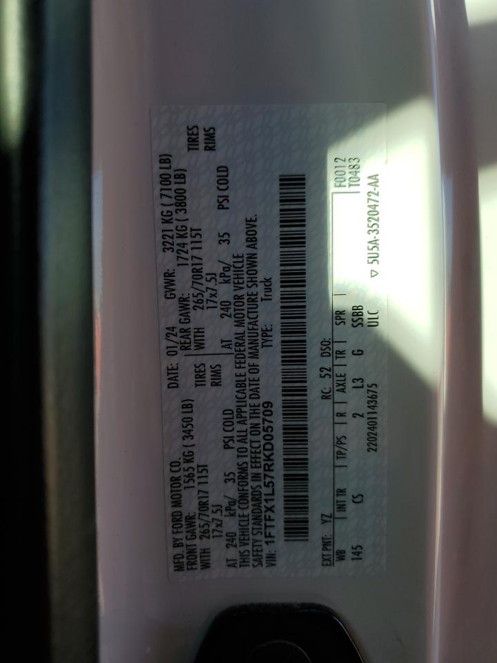 2024 Ford F150 Xl VIN: 1FTFX1L57RKD05709 Lot: 86689305