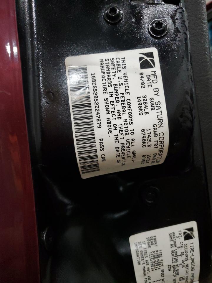 2002 Saturn Sl1 VIN: 1G8ZG52852Z247879 Lot: 87446425