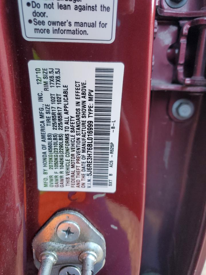 2011 Honda Cr-V Exl VIN: 5J6RE3H76BL016999 Lot: 82378715