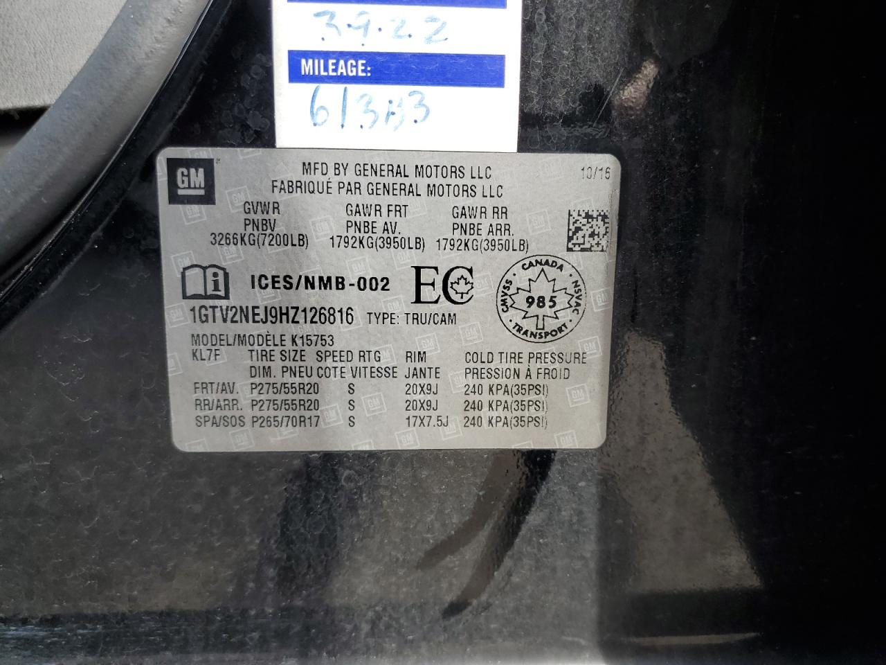 2017 GMC Sierra K1500 Slt VIN: 1GTV2NEJ9HZ126816 Lot: 84710095