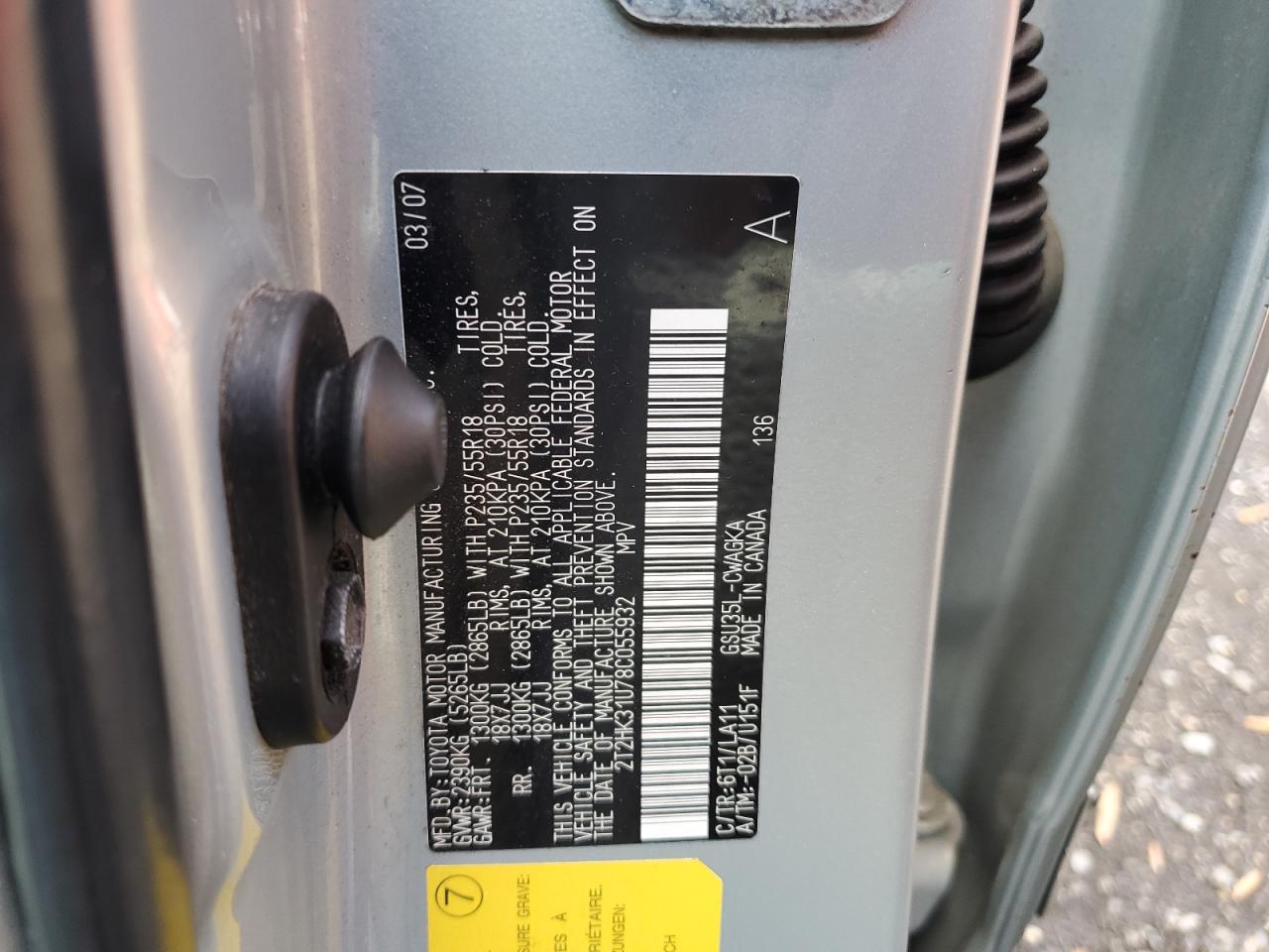 2008 Lexus Rx 350 VIN: 2T2HK31U78C055932 Lot: 82629925