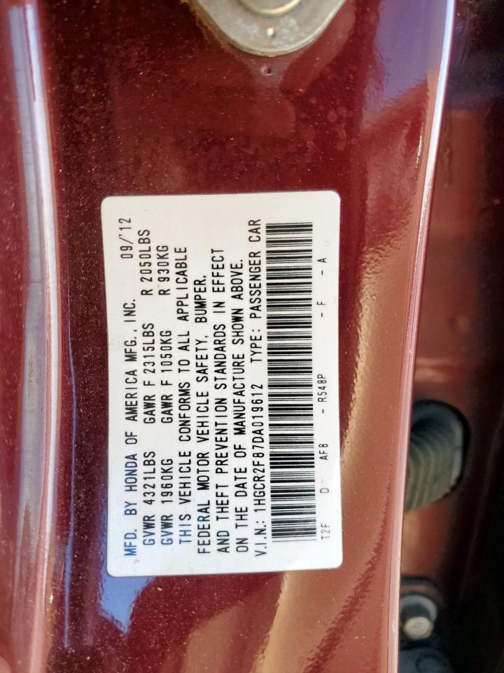 2013 Honda Accord Exl VIN: 1HGCR2F87DA019612 Lot: 81944145