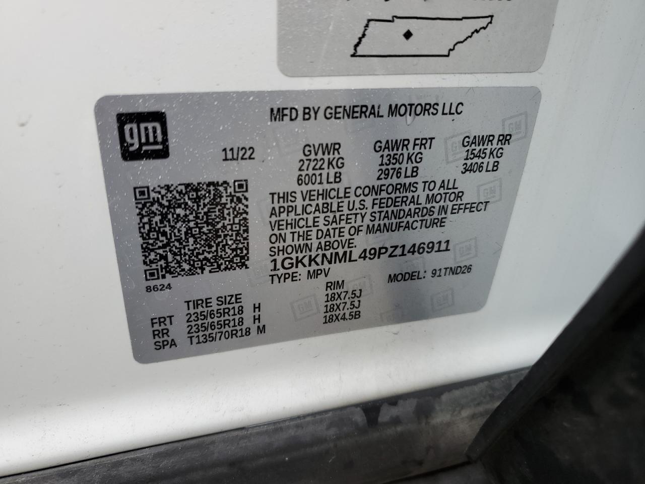 2023 GMC Acadia Slt VIN: 1GKKNML49PZ146911 Lot: 90880145