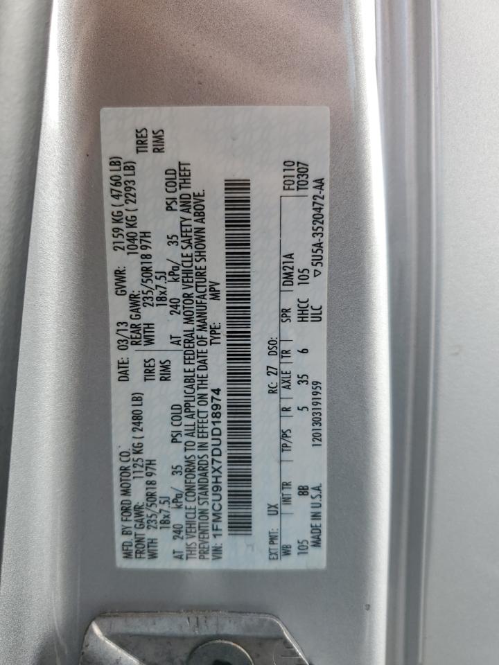 2013 Ford Escape Sel VIN: 1FMCU9HX7DUD18974 Lot: 84817525