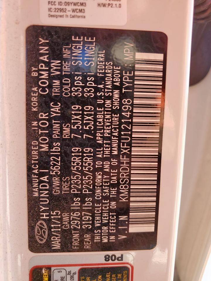 2015 Hyundai Santa Fe Gls VIN: KM8SRDHFXFU121498 Lot: 85327935