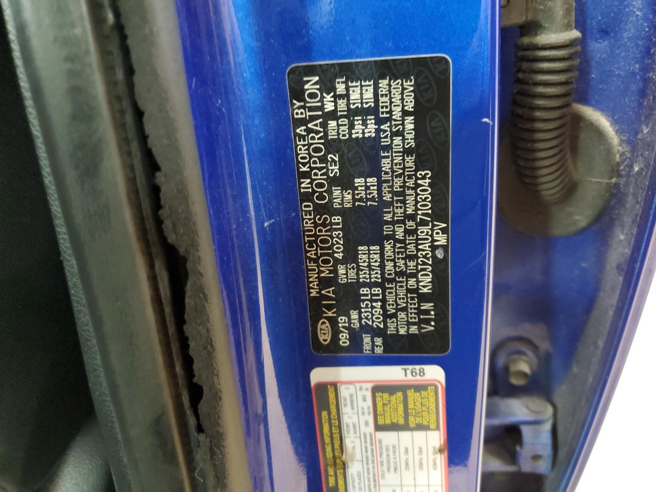 2020 Kia Soul Lx VIN: KNDJ23AU9L7103043 Lot: 82350825