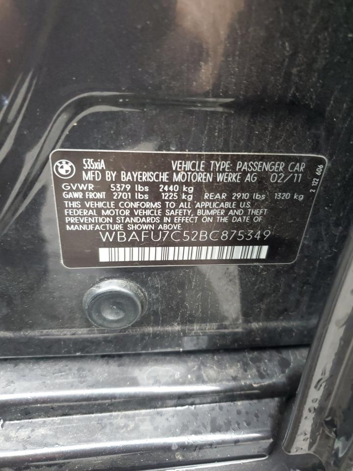 2011 BMW 535 Xi VIN: WBAFU7C52BC875349 Lot: 85310815