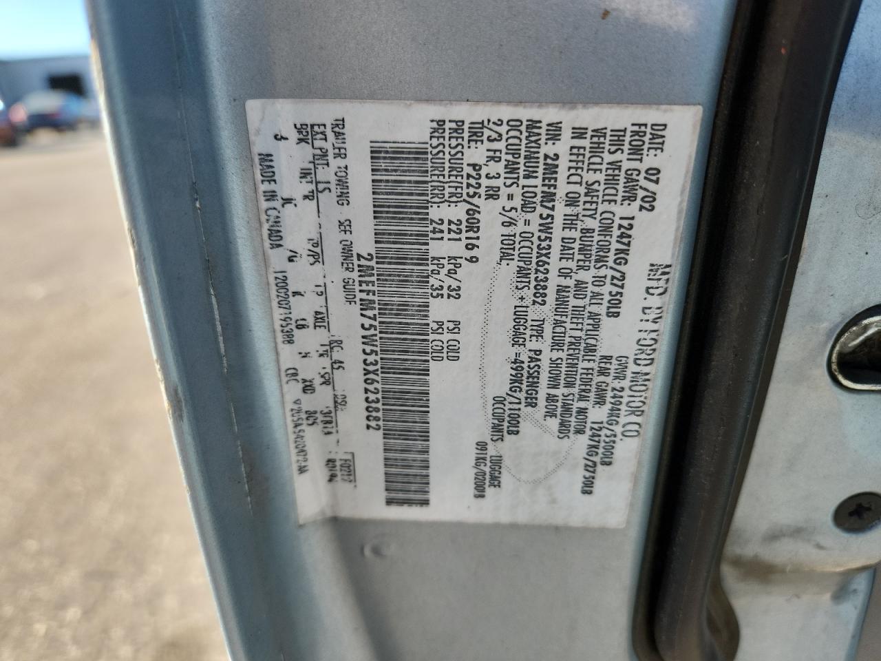 2003 Mercury Grand Marquis Ls VIN: 2MEFM75W53X623882 Lot: 85319365