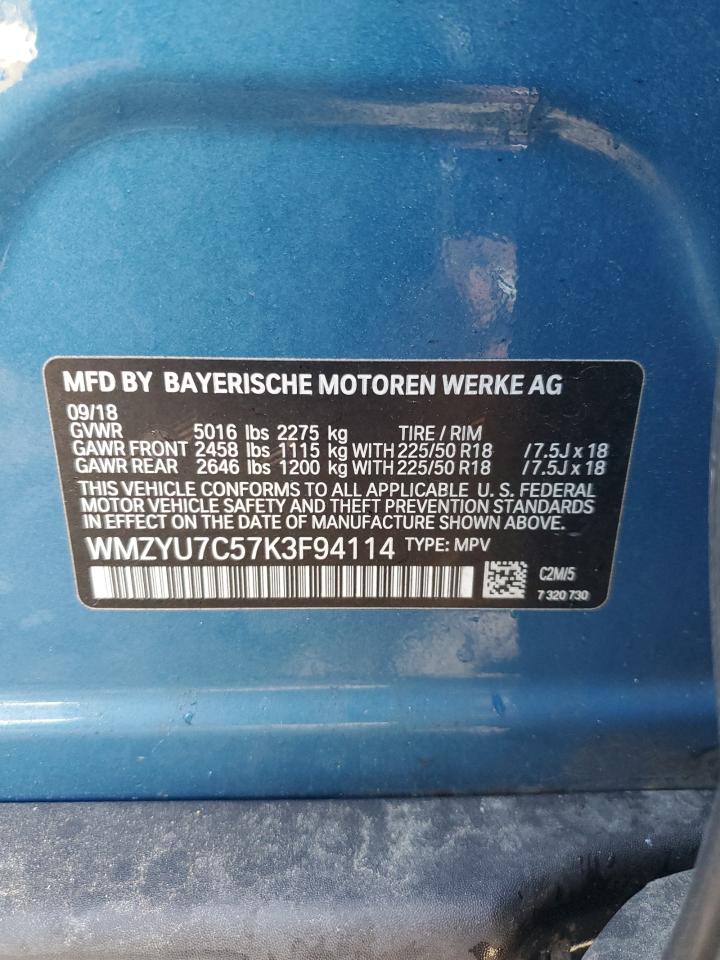 2019 Mini Cooper S E Countryman All4 VIN: WMZYU7C57K3F94114 Lot: 90510175