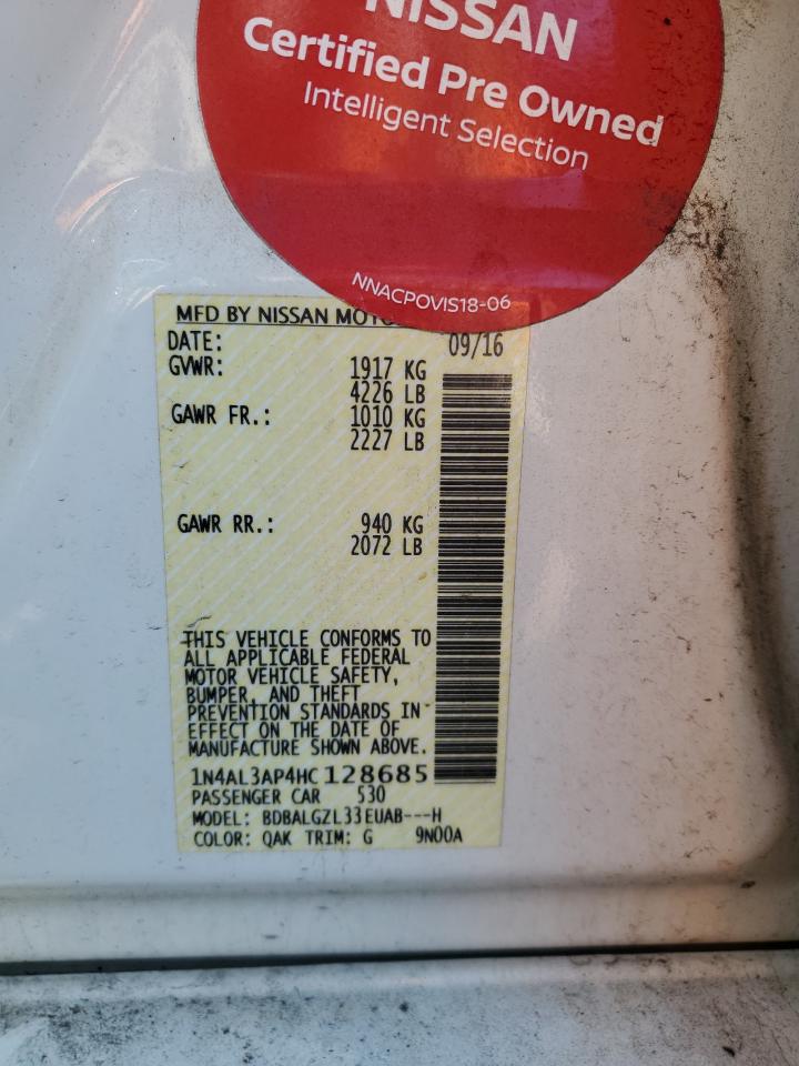 2017 Nissan Altima 2.5 VIN: 1N4AL3AP4HC128685 Lot: 85744065