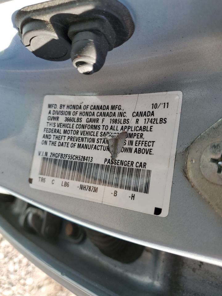 2012 Honda Civic Lx VIN: 2HGFB2F55CH528413 Lot: 84728405