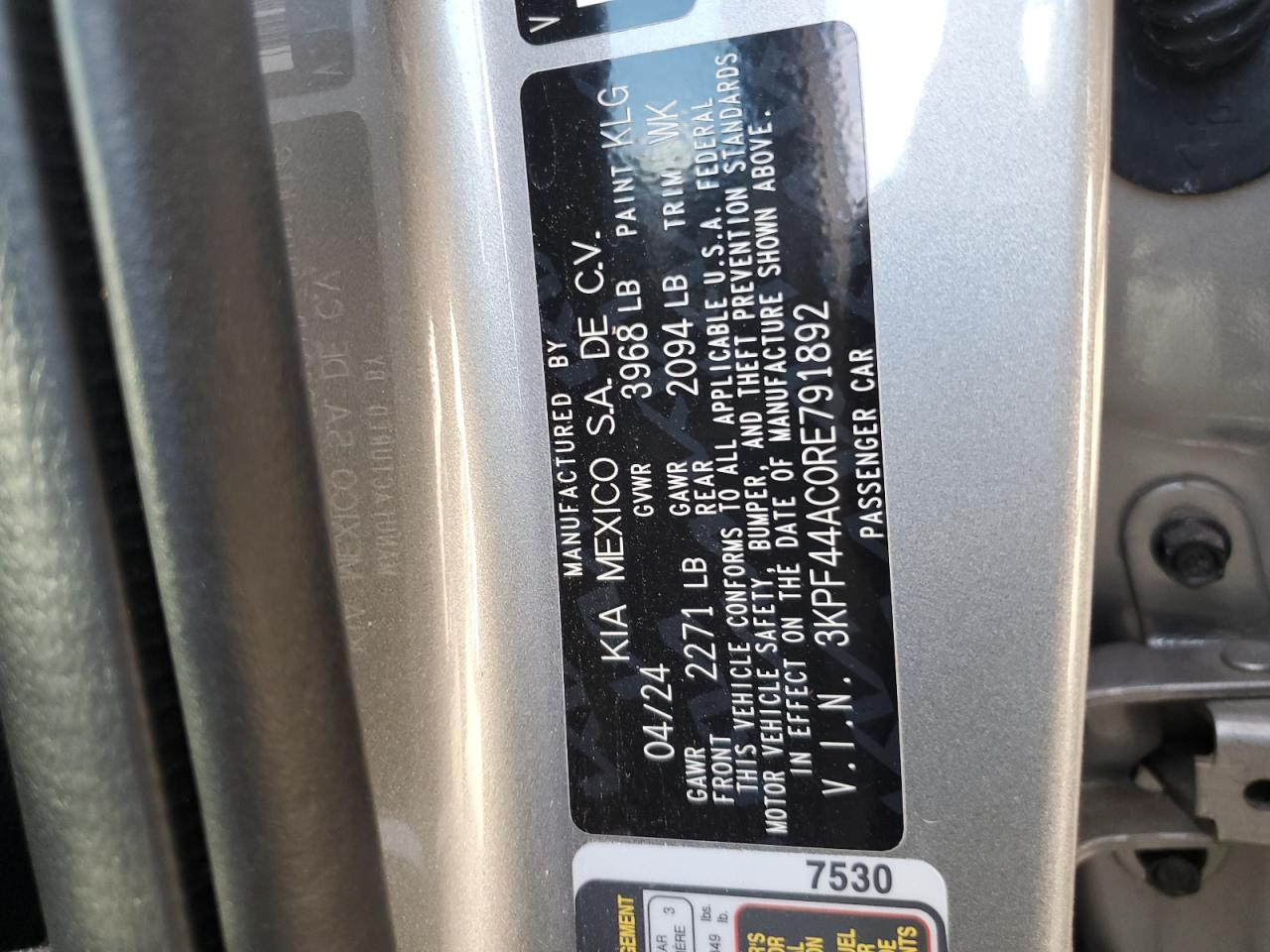 2024 Kia Forte Gt VIN: 3KPF44AC0RE791892 Lot: 89680555