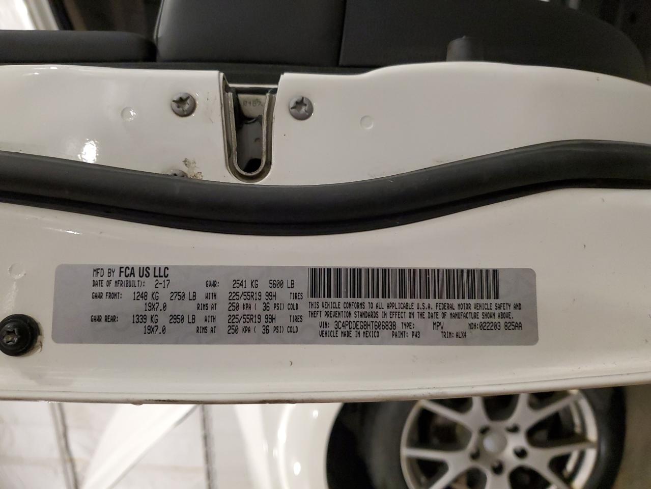 2017 Dodge Journey Gt VIN: 3C4PDDEG8HT606838 Lot: 86319525