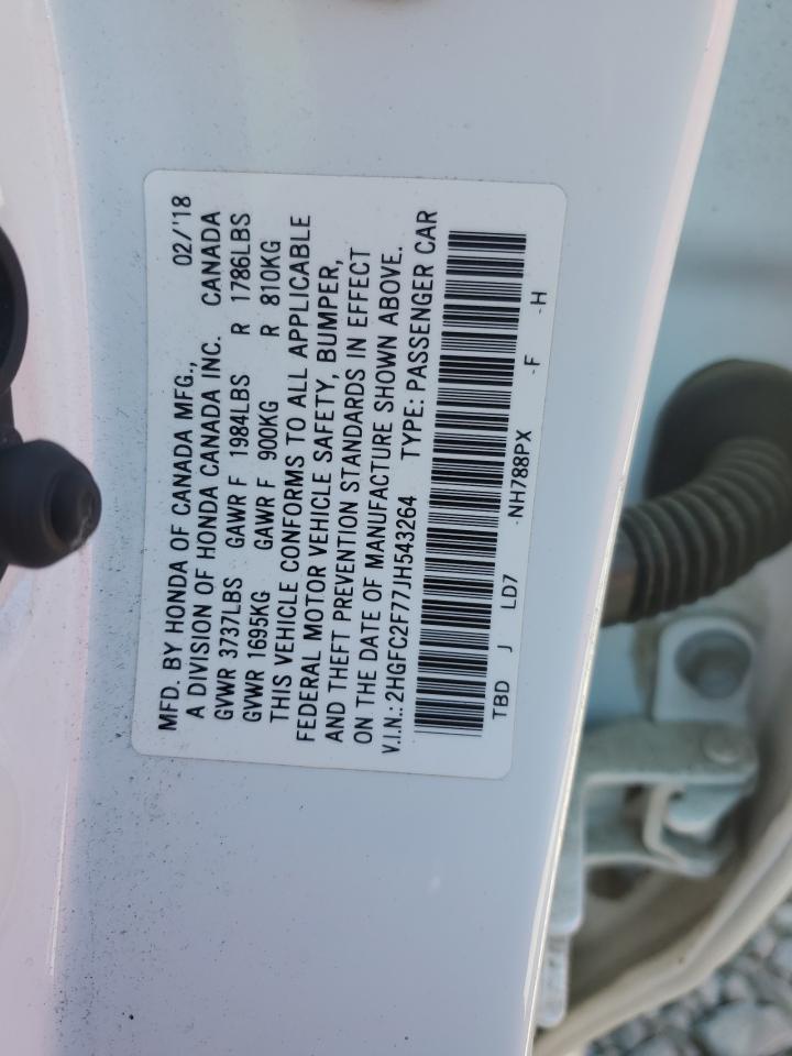 2018 Honda Civic Ex VIN: 2HGFC2F77JH543264 Lot: 84872205