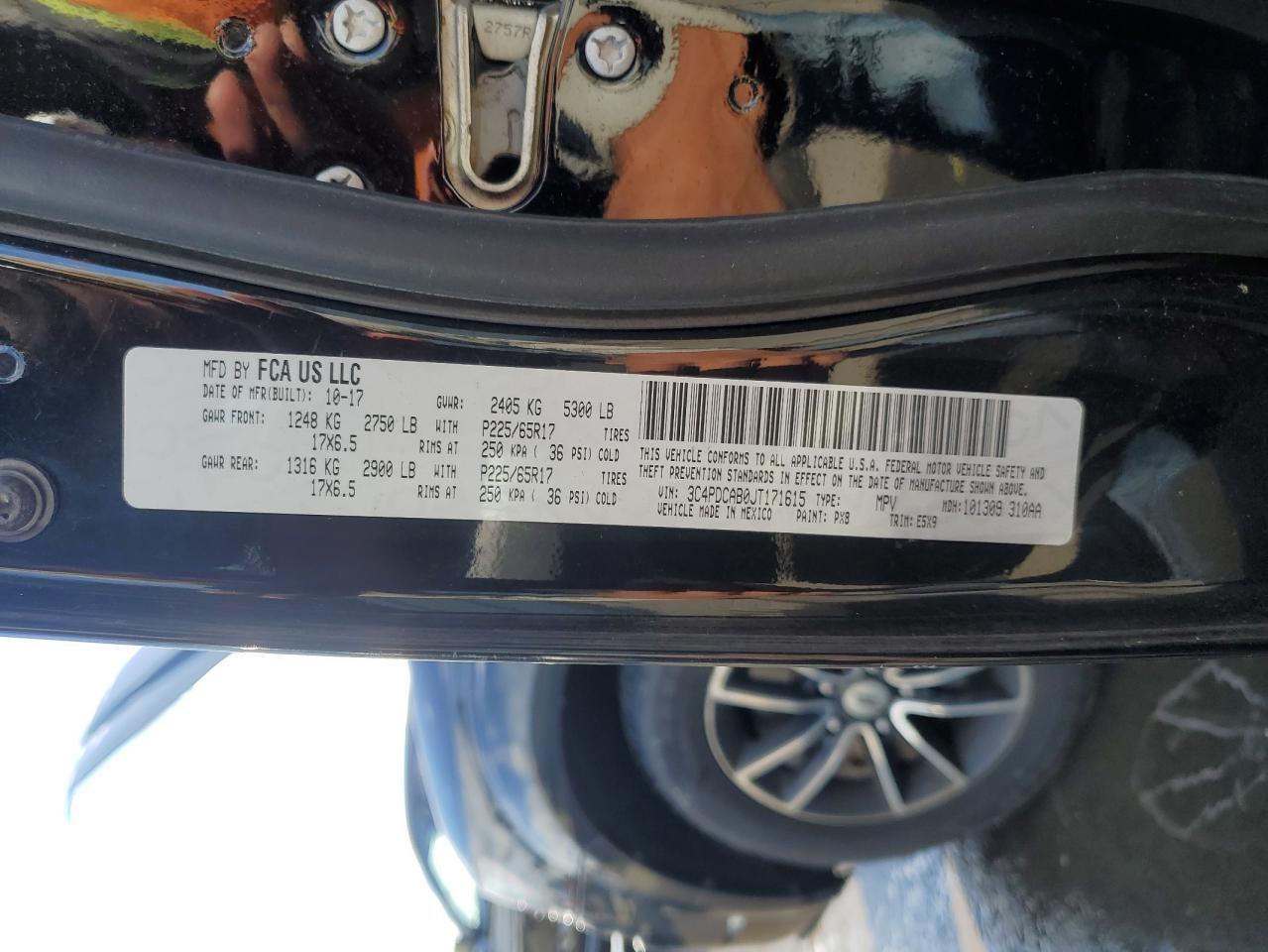 2018 Dodge Journey Se VIN: 3C4PDCAB0JT171615 Lot: 87360555