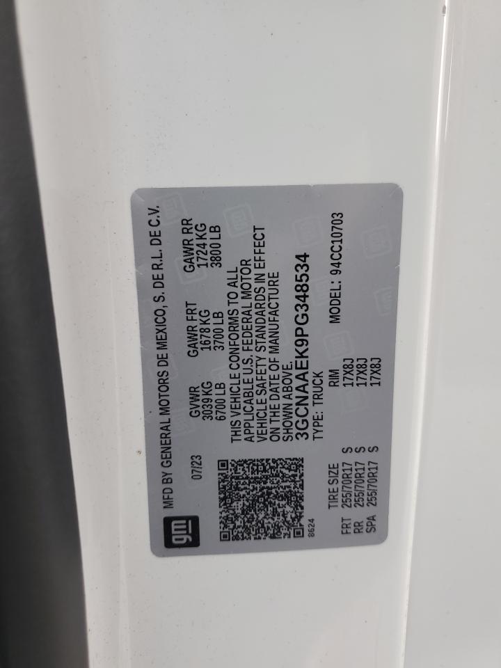 2023 Chevrolet Silverado C1500 VIN: 3GCNAAEK9PG348534 Lot: 85678695