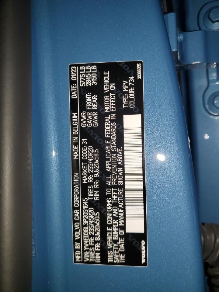 2023 Volvo C40 Recharge Plus VIN: YV4ED3GL3P2051645 Lot: 82366025