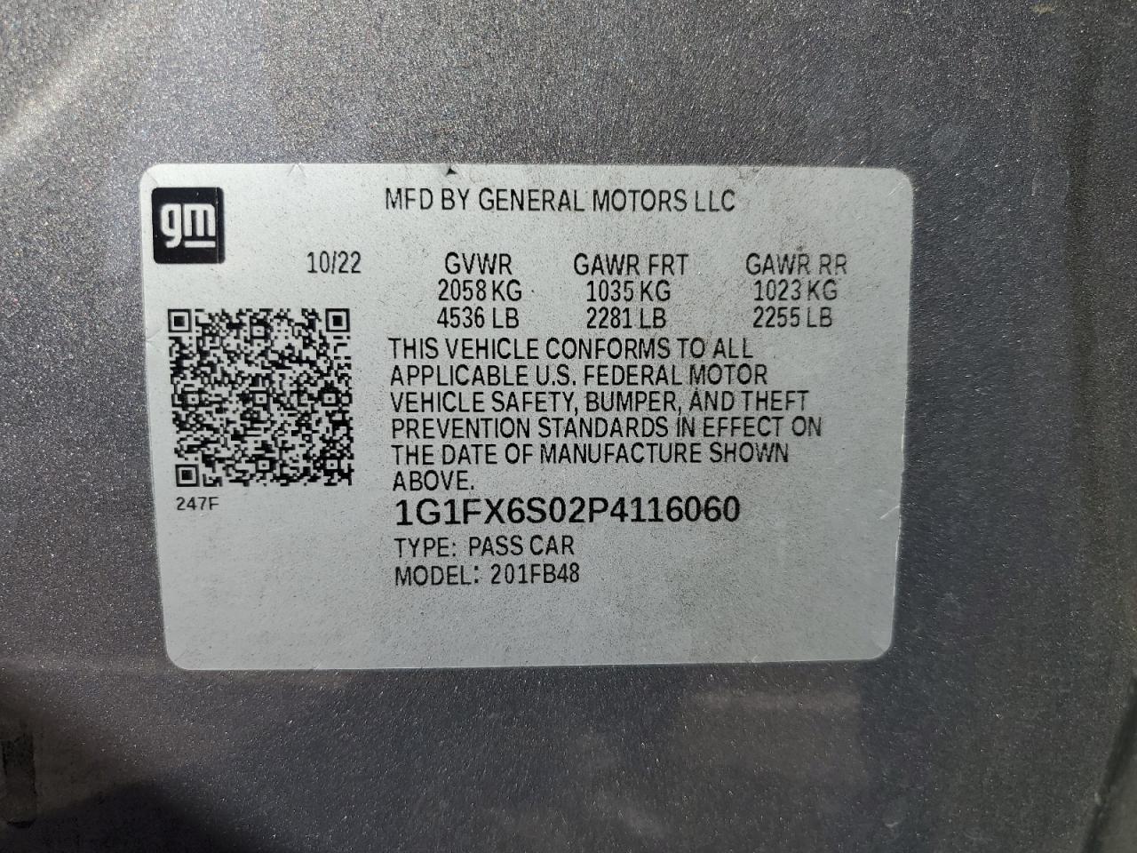 2023 Chevrolet Bolt Ev 2Lt VIN: 1G1FX6S02P4116060 Lot: 84952175