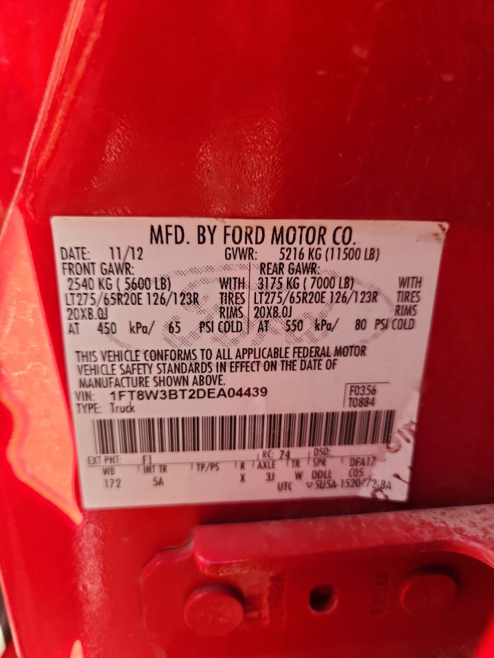 2013 Ford F350 Super Duty VIN: 1FT8W3BT2DEA04439 Lot: 89862675