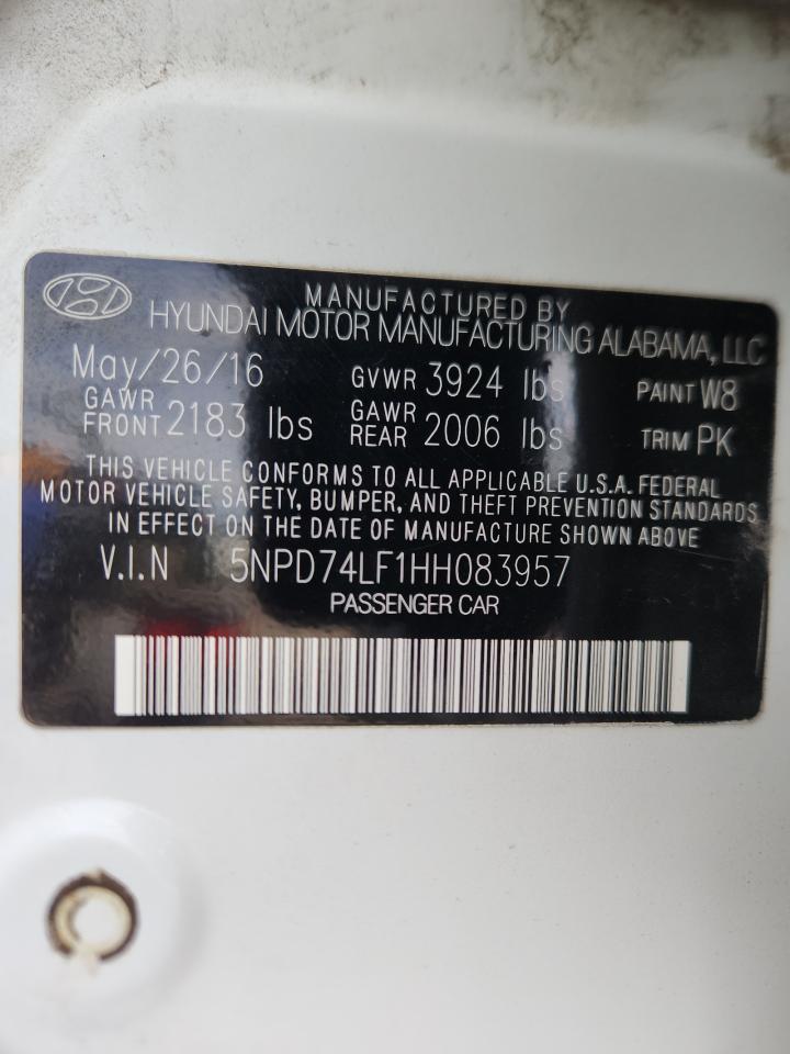 2017 Hyundai Elantra Se VIN: 5NPD74LF1HH083957 Lot: 85877365