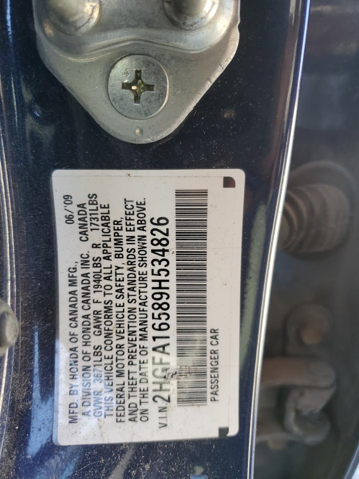 2009 Honda Civic Lx VIN: 2HGFA16589H534826 Lot: 81898915