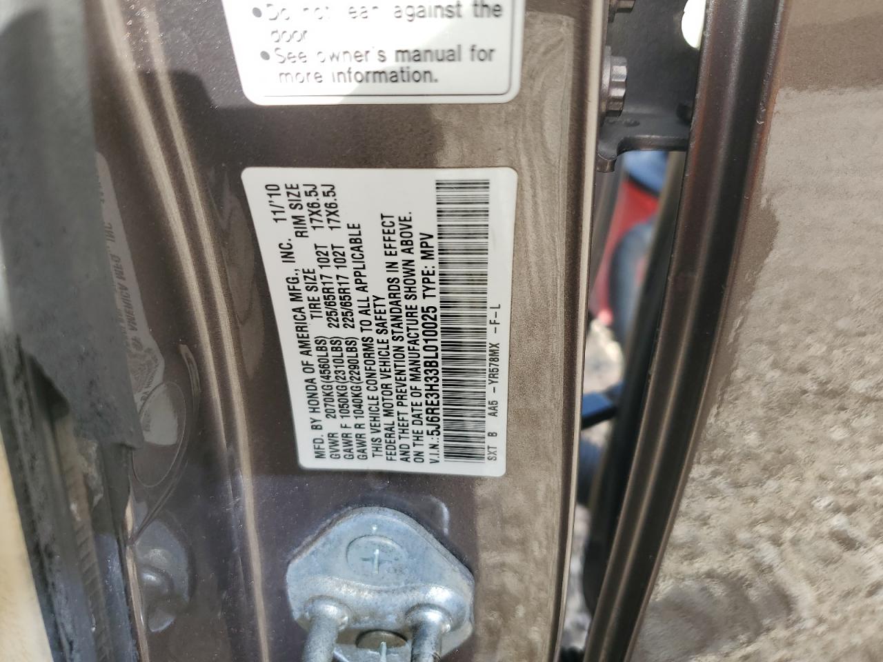 2011 Honda Cr-V Lx VIN: 5J6RE3H33BL010025 Lot: 84438965