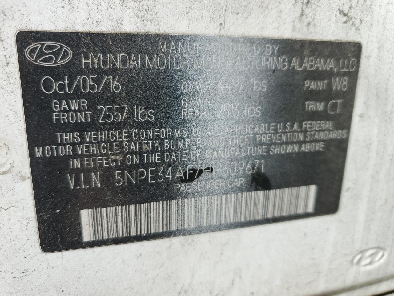 2017 Hyundai Sonata Sport VIN: 5NPE34AF7HH509671 Lot: 84887845