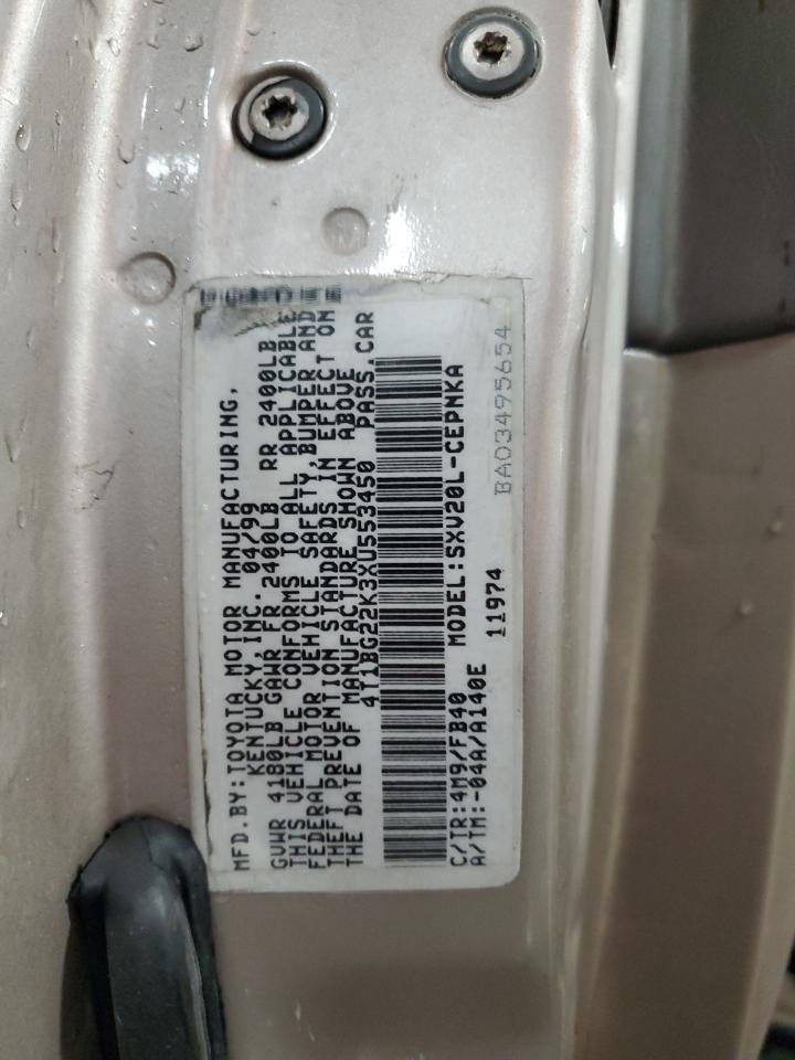 1999 Toyota Camry Ce VIN: 4T1BG22K3XU553450 Lot: 86139665