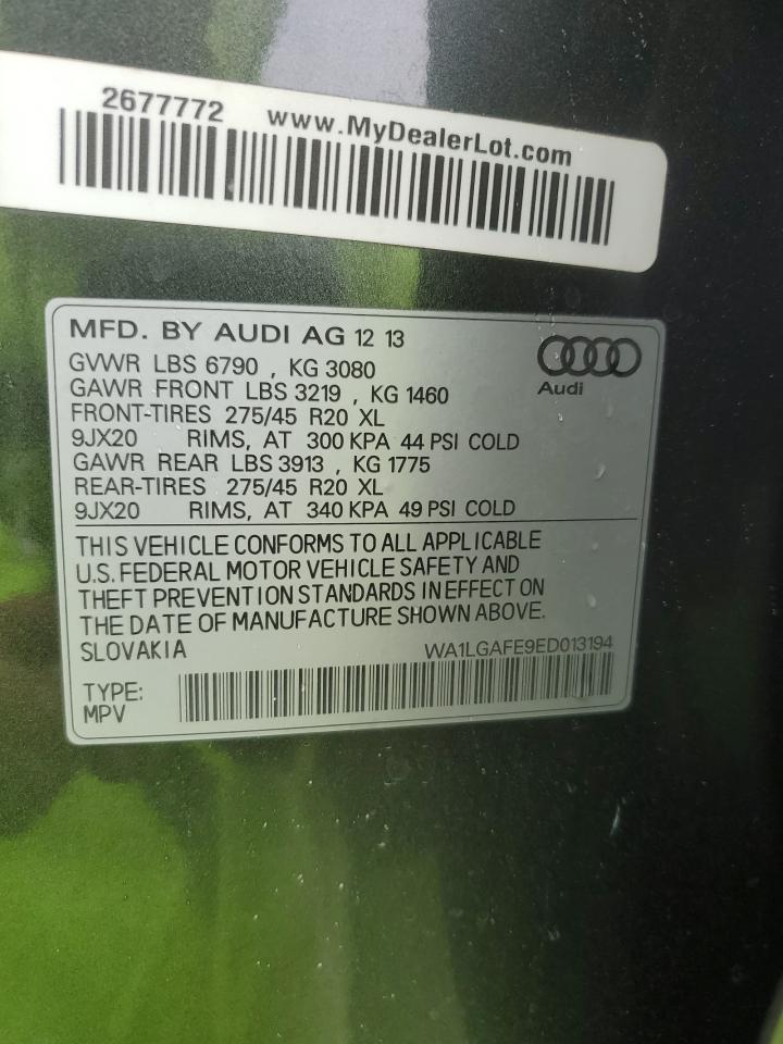 2014 Audi Q7 Premium Plus VIN: WA1LGAFE9ED013194 Lot: 84604345